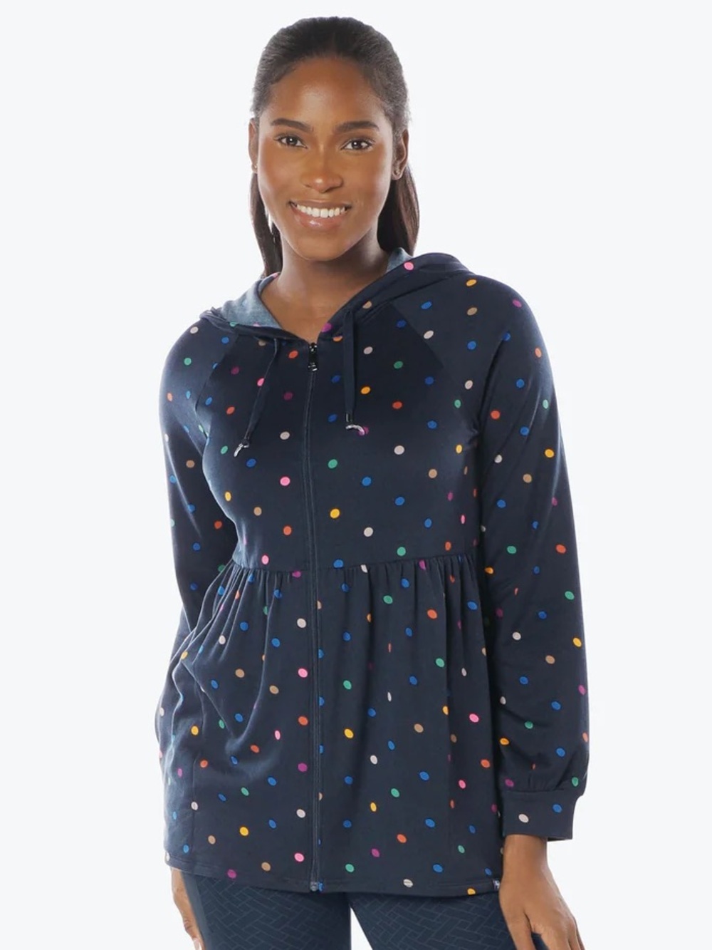 NWT Lug Shimmy Brushed Jersey Polka Dot Zip Up Large